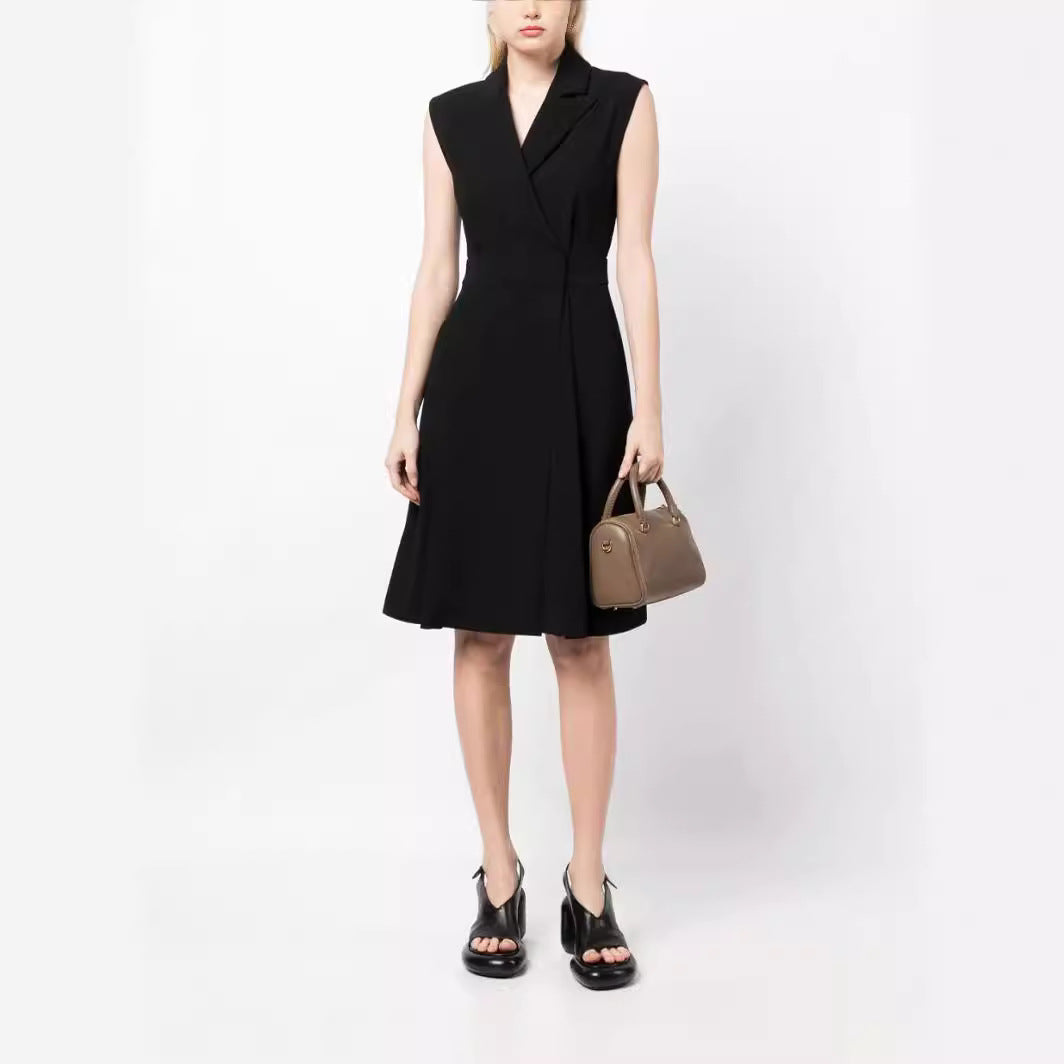 Women's Sleeveless Blazer Dress with Tailored A-Line Cut Chichicherry