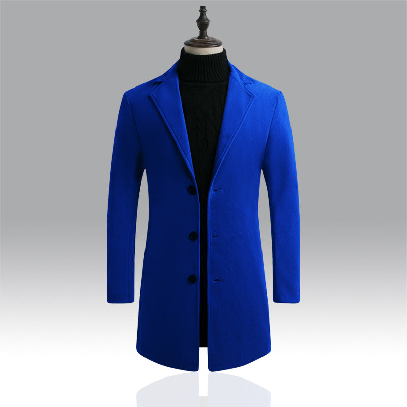 Men's Tailored Single-Breasted Wool Coat with Notched Lapel and Slim Silhouette Chichicherry