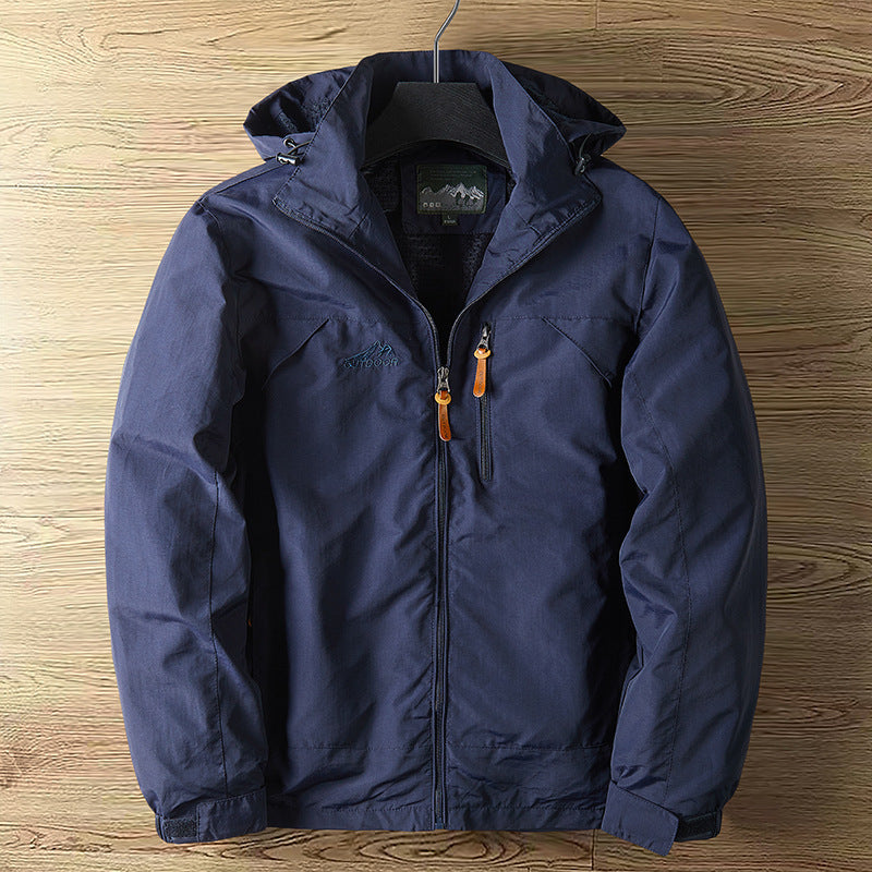 Men's Breathable Water-Repellent Outdoor Jacket with Hood and Zipper Chichicherry