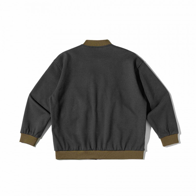 Unisex Oversize-Utilitarian Bomber Jacket with Flap Pockets, Vertical Zippers, and Ribbed Finishes Chichicherry
