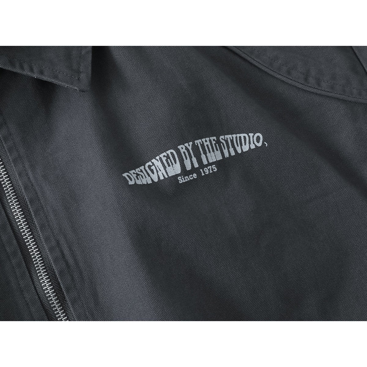 Unisex Boxy Blouson Jacket with Shirt Collar, Two-Way Zipper and Elastic Hem Chichicherry