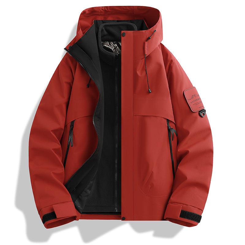 Men's modular waterproof outdoor jacket with removable fleece inner jacket and adjustable hood Chichicherry