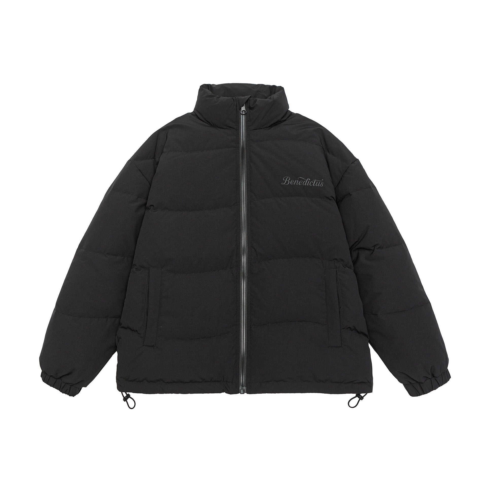 Women's Boxy Quilted Puffer Jacket with High Stand Collar, Drawstring and Elastic Cuffs Chichicherry