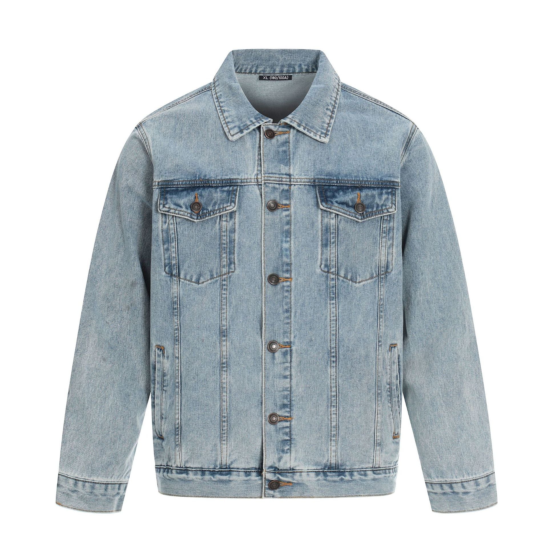 Men's jeans jacket in used effect with flap pockets and straight cut Chichicherry