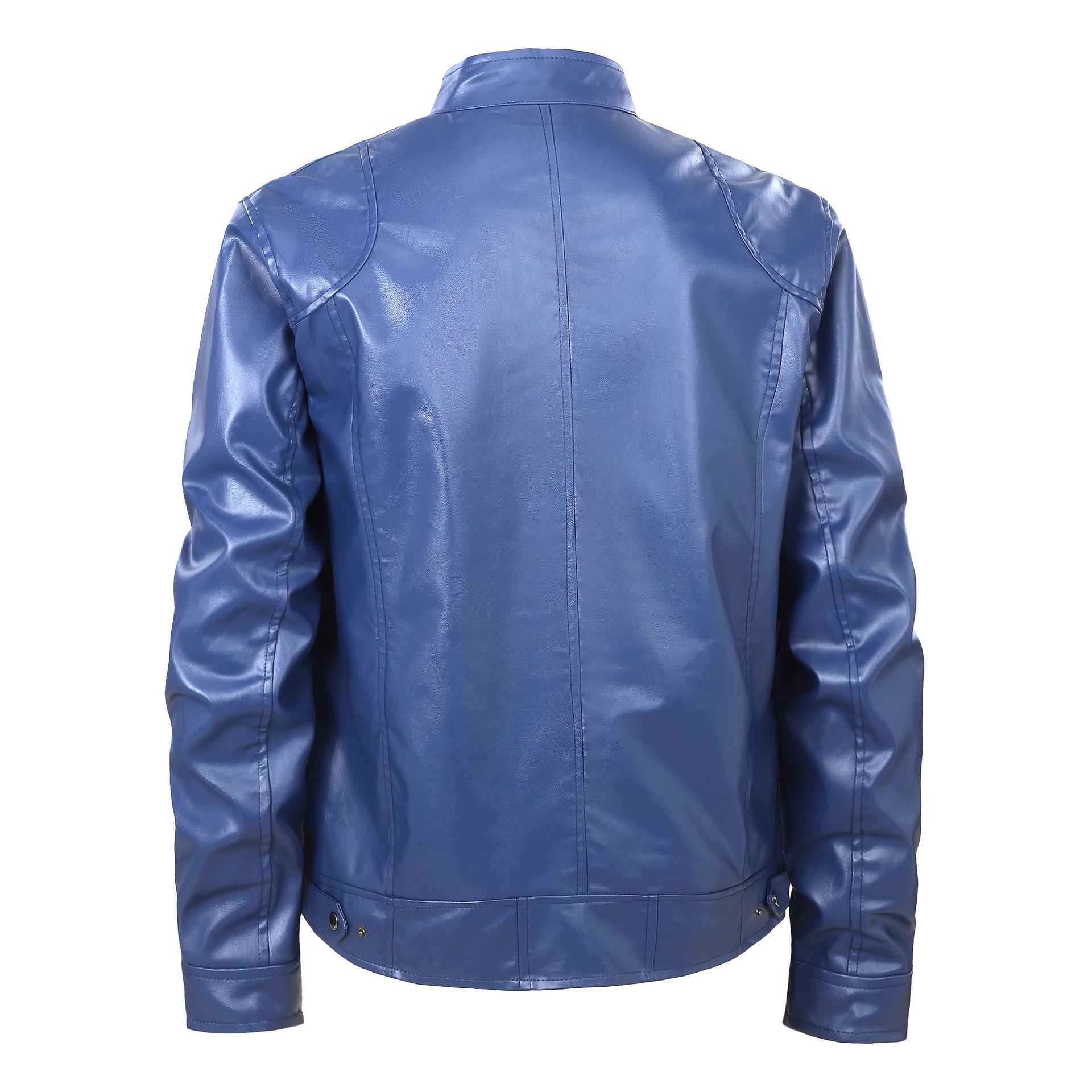 Men's Slim-Fit Biker Style Leather Jacket with Stand-up Collar, Zipper Pockets and Soft Lamb Nappa Chichicherry