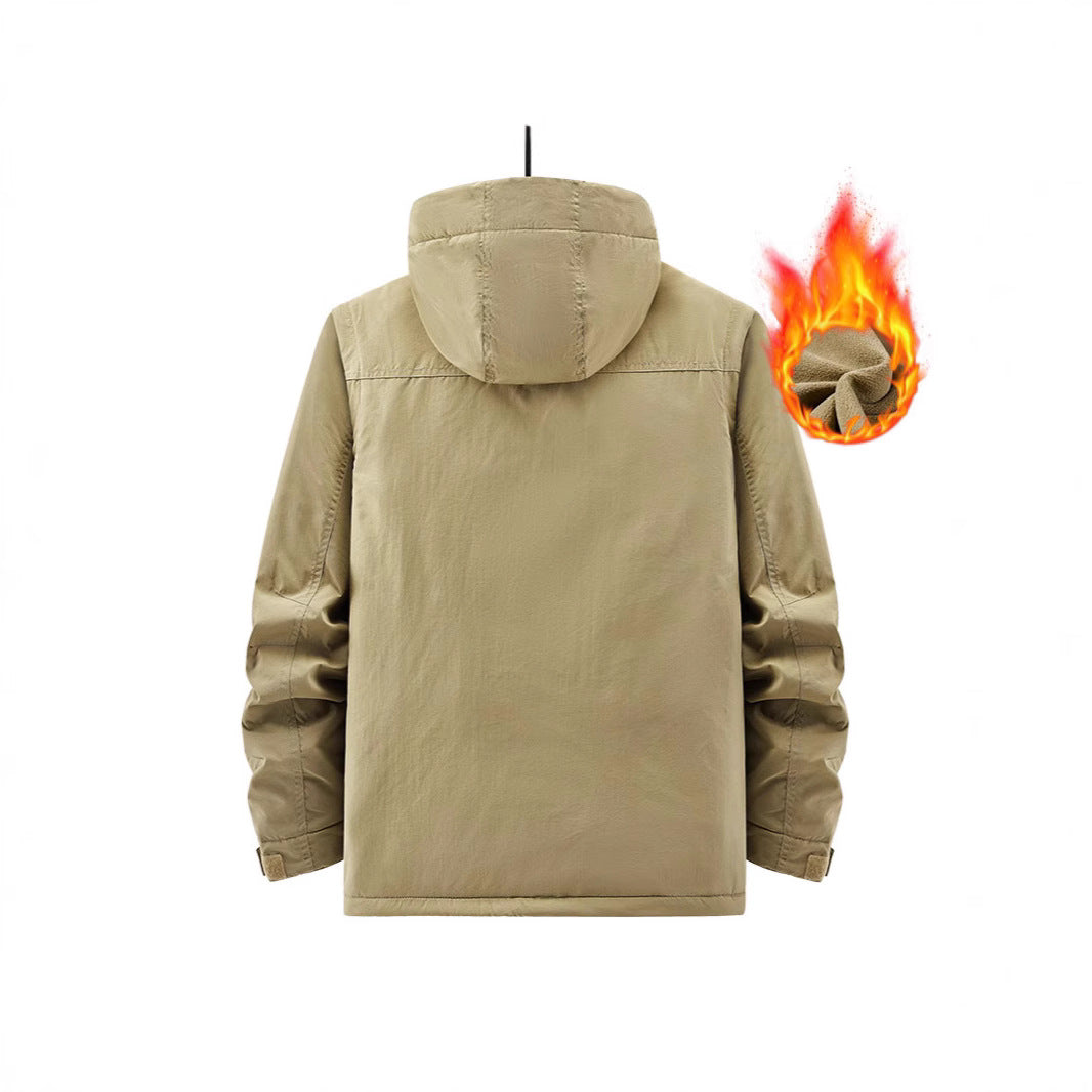 Men's Utility Parka with warming fleece lining, multifunction pockets, and adjustable hood Chichicherry