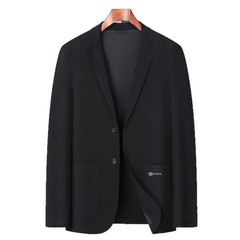 Men's Structured Business Blazer with Light Stretch and Patch Pockets Chichicherry