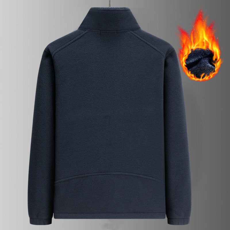 Men's thermal fleece jacket with Sherpa lining, high stand-up collar & water-repellent zippers Chichicherry