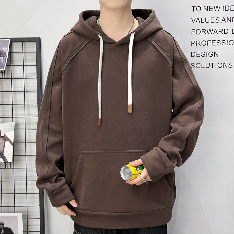Men's Oversize Hoodie with Kangaroo Pocket Raglan Sleeves and Extra Long Cords Chichicherry