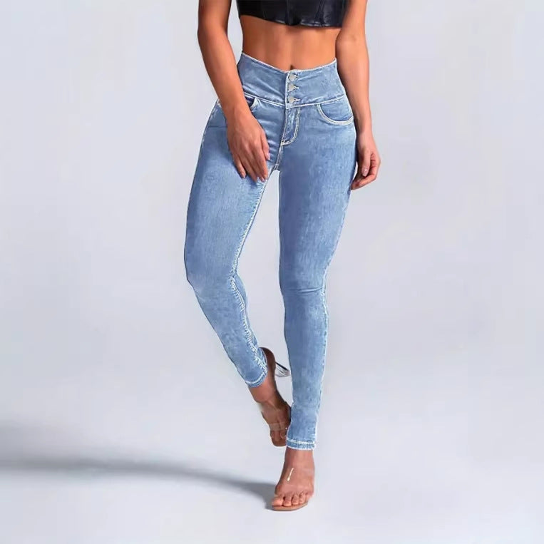 Women's Sculpting High Waist Skinny Jeans with V-Shaped Waist Chichicherry