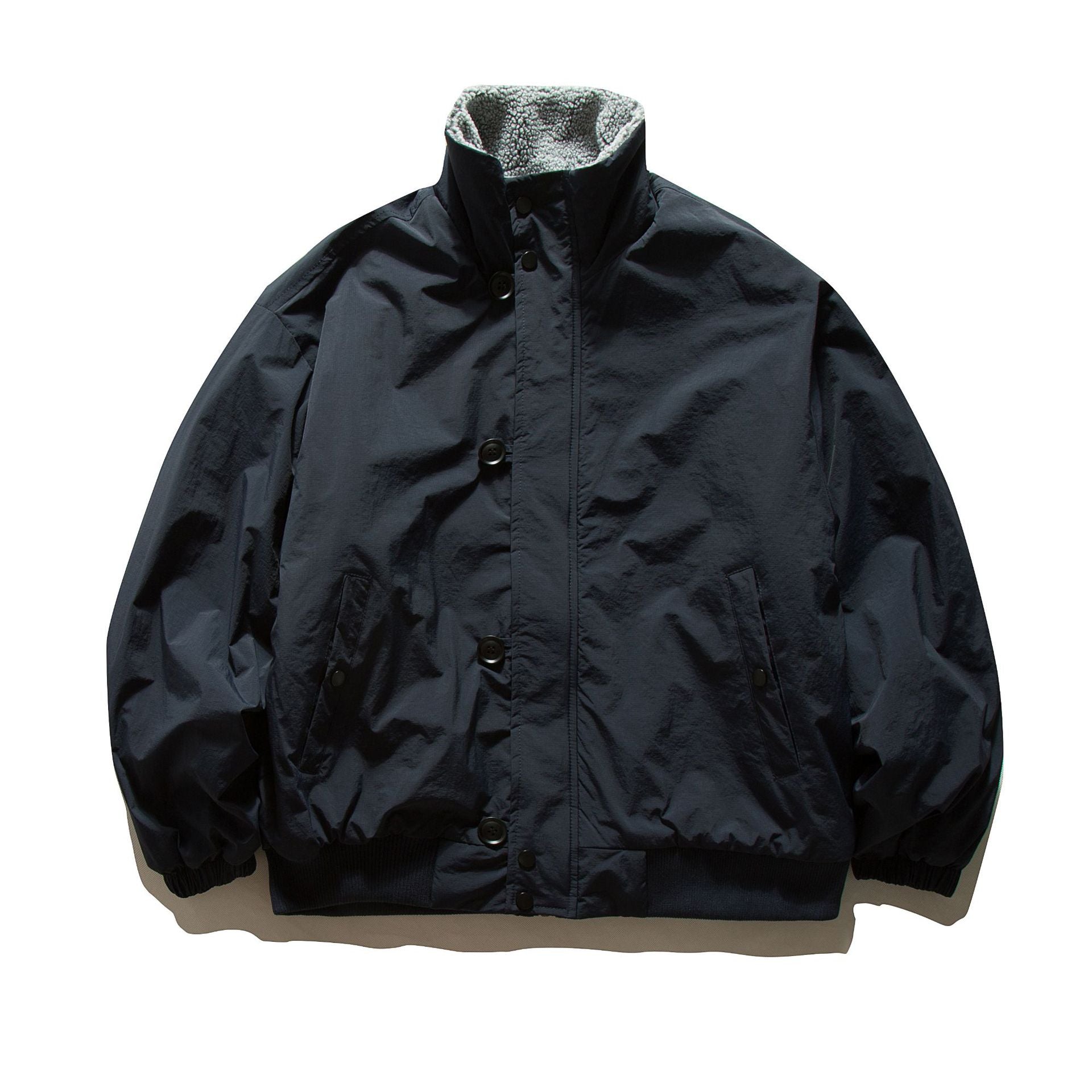 Men's short-cut thermo blouson jacket with high-collar sherpa collar Chichicherry