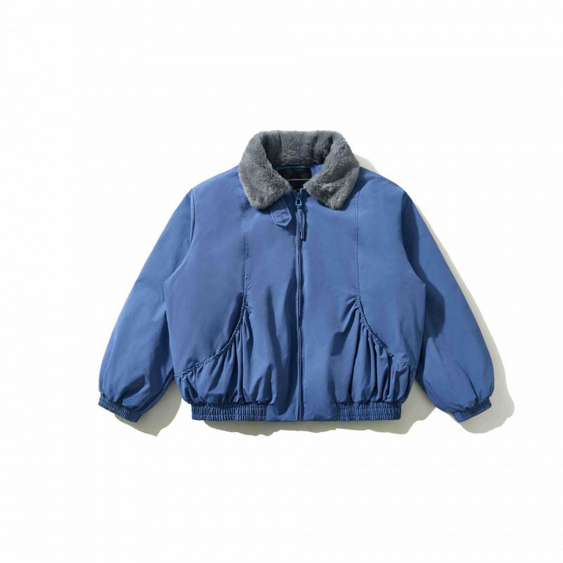 Men's short-cut quilted bomber jacket with fixed faux fur collar and tailored hem Chichicherry