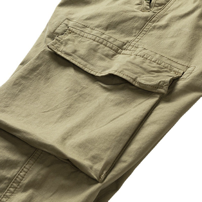 Men's Cargo Joggers with Elastic Waistband, Multi-Functional Pockets and Smocked Cuffs Chichicherry