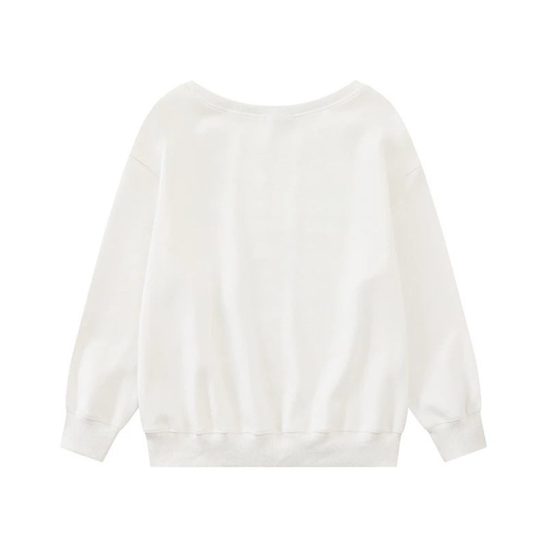 Women's oversized sweatshirt with round neck, typographic statement, and leopard illustration Chichicherry