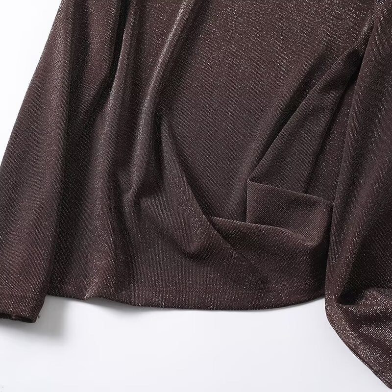 Ladies Lurex Fine Knit Long Sleeve with Round Neckline and Subtly Shimmering Surface Chichicherry