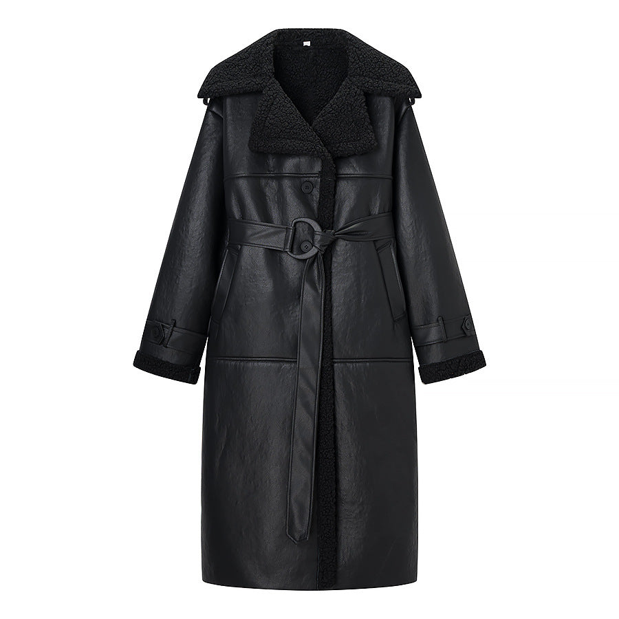 Women's Oversize Shearling Coat with Belt and Teddy Lining Chichicherry