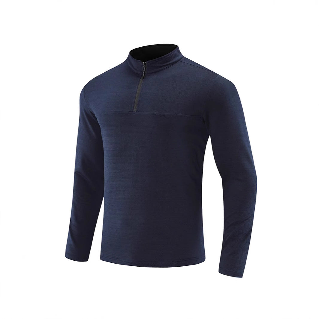 Men's Functional Half-Zip Long Sleeve Shirt with Stand-Up Collar and Breathable Stretch Material Chichicherry