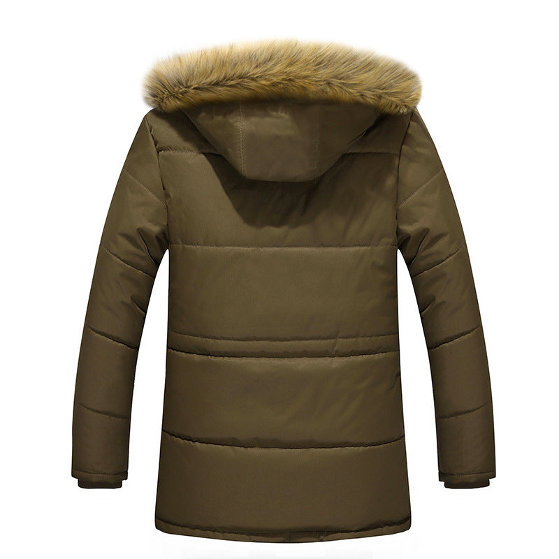 Men's insulated long parka with teddy fleece lining, detachable faux fur hood and concealed two-way zipper Chichicherry