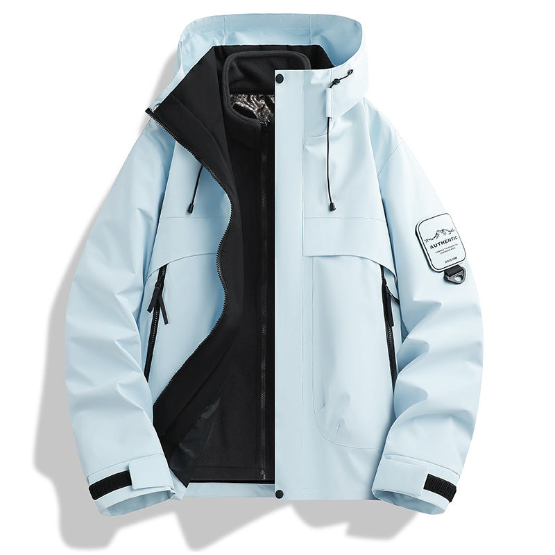Men's modular waterproof outdoor jacket with removable fleece inner jacket and adjustable hood Chichicherry