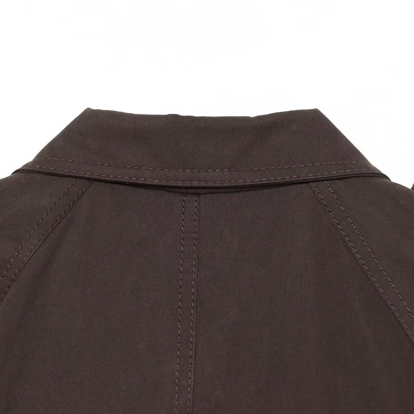 Women Short Trench Cape with Waist Belt, Epaulettes and Patch Pockets Chichicherry