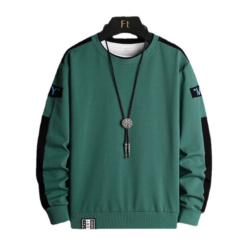 Men's Loose Sweatshirt in Urban Layer Look with Shoulder Panels and Ribbed Hem Chichicherry