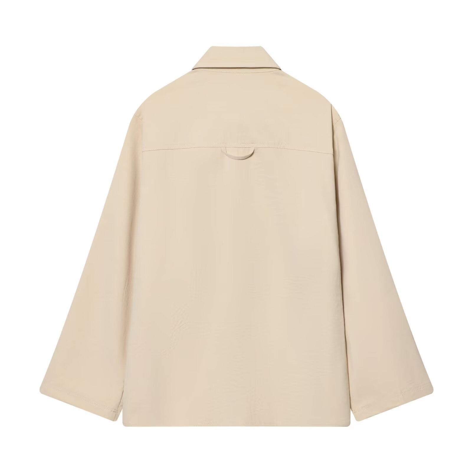 Women's Oversize Field Jacket in Boxy Cut with Four Flap Pockets and Concealed Snap Placket Chichicherry
