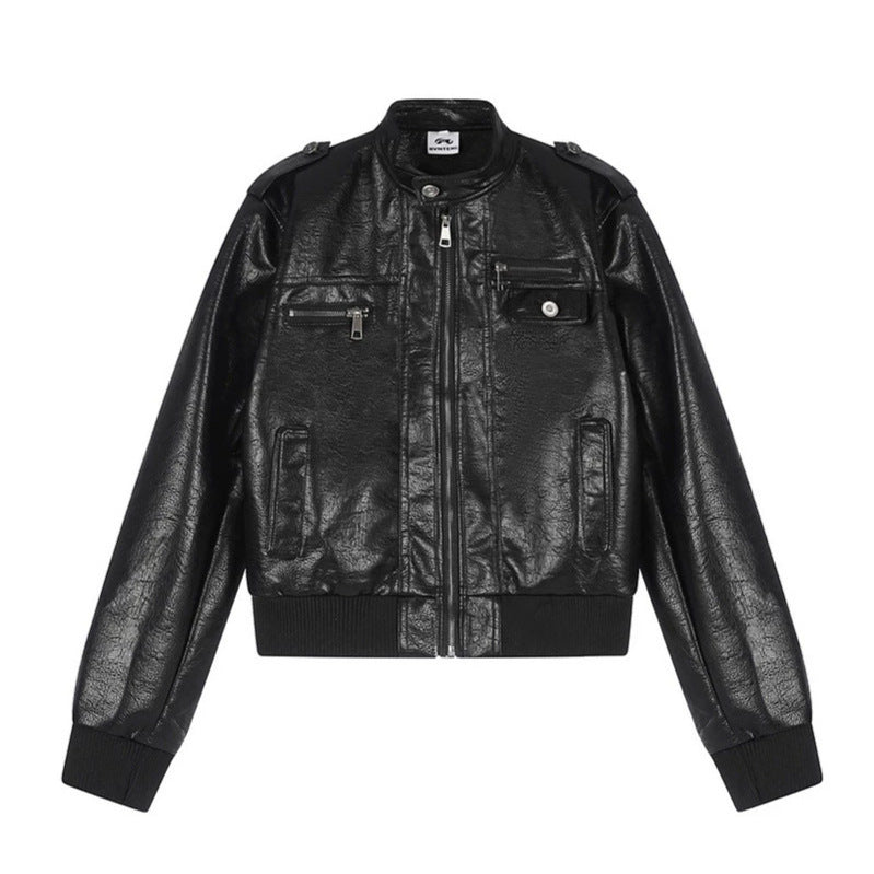 Men's Leather Look Bomber Jacket Chichicherry