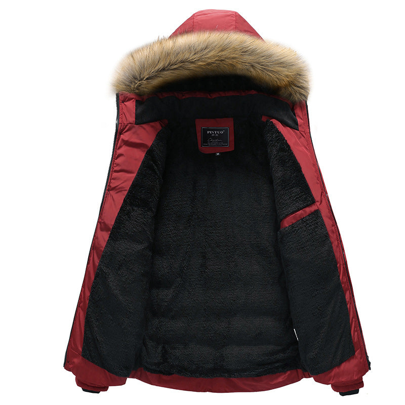 Men's quilted parka with teddy lining, hood with faux fur trim and hidden chest pocket Chichicherry