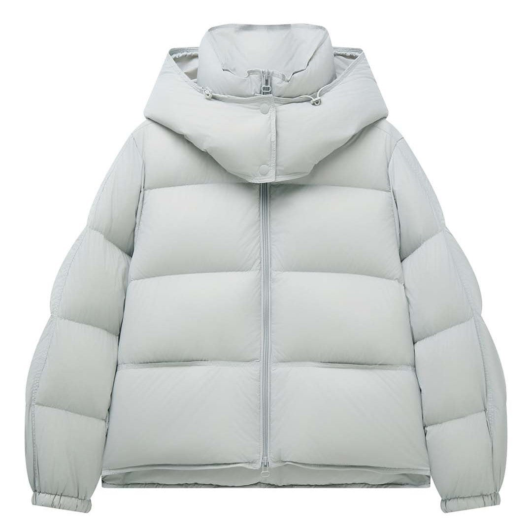 Women's short-cut volume padded jacket with XXL hood and drawstring Chichicherry