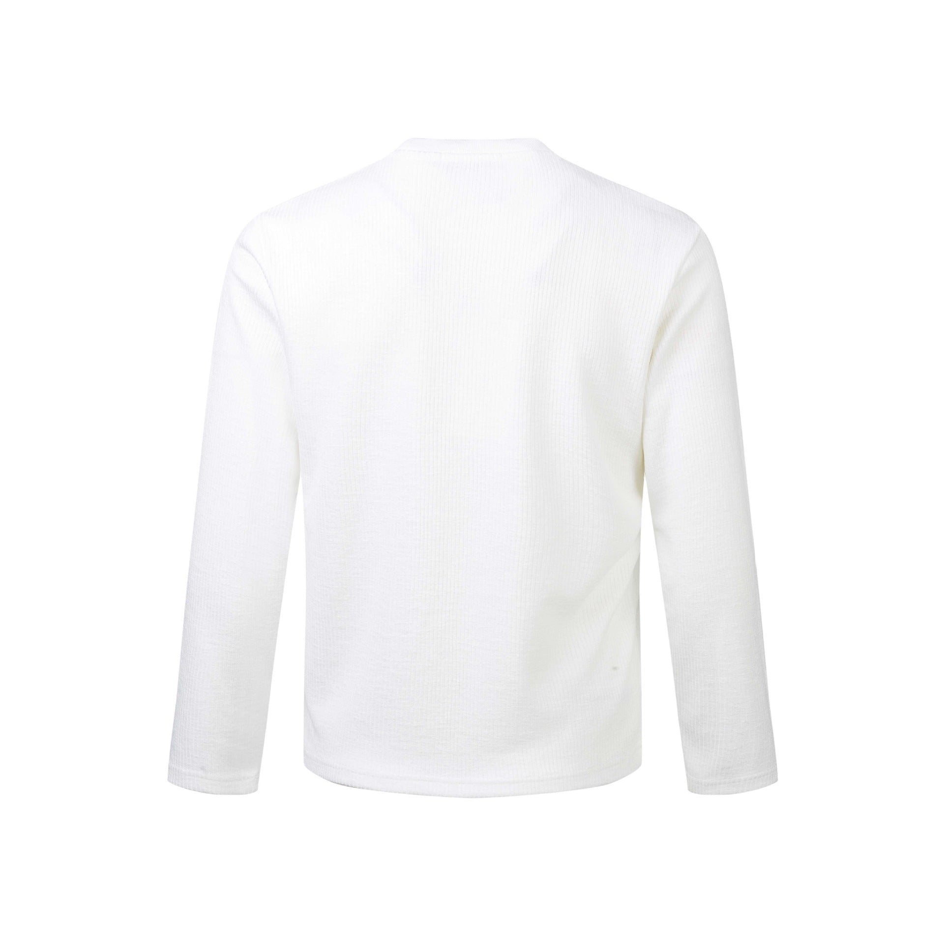 Unisex Ribbed Long Sleeve Shirt with Crew Neck and Distressed Graphic Print Chichicherry