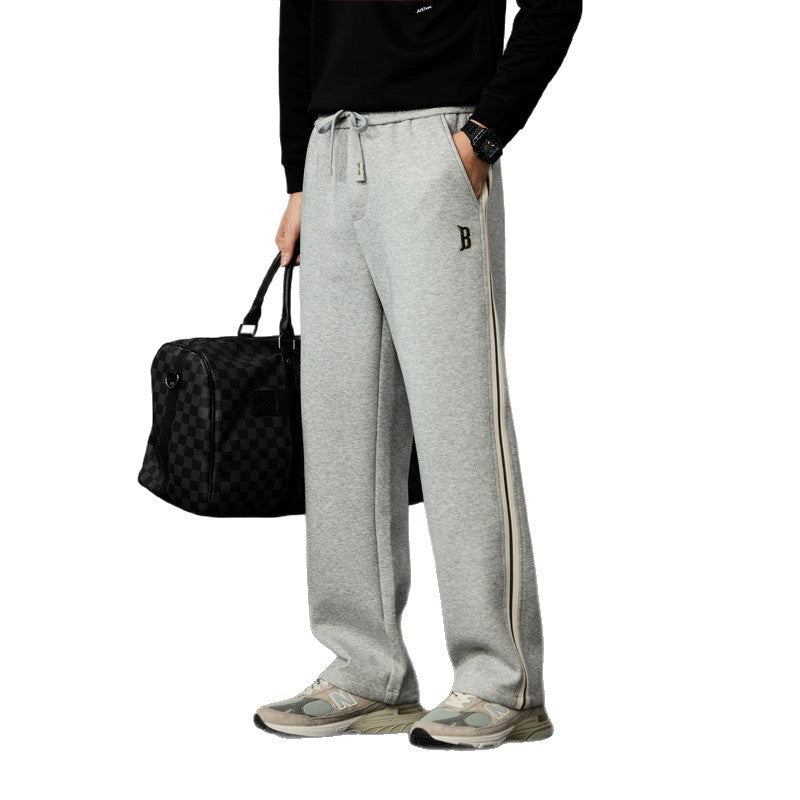 Men's Casual Jogging Pants with Wide Leg, Drawstring and Side Pockets Chichicherry