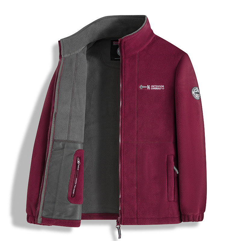 Men's fleece jacket with microfleece inner lining, stand-up collar and two-way zipper Chichicherry