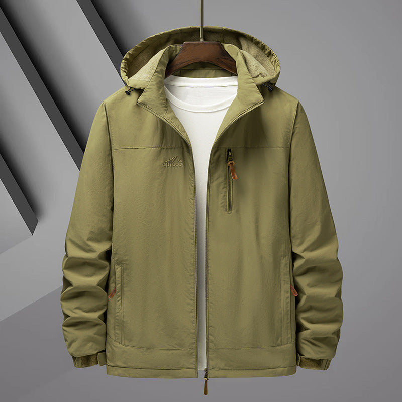 Men's Lightweight Rain Jacket with Hood and Water-Repellent Microfiber Outer Shell Chichicherry