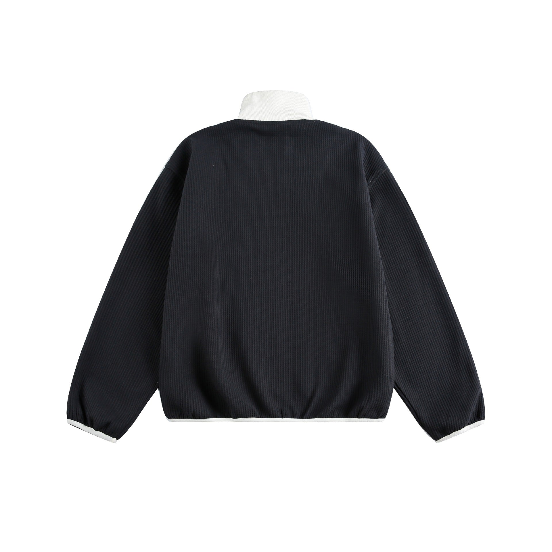 Women’s waffle structure zip jacket in boxy cut with stand-up collar and dog embroidery Chichicherry