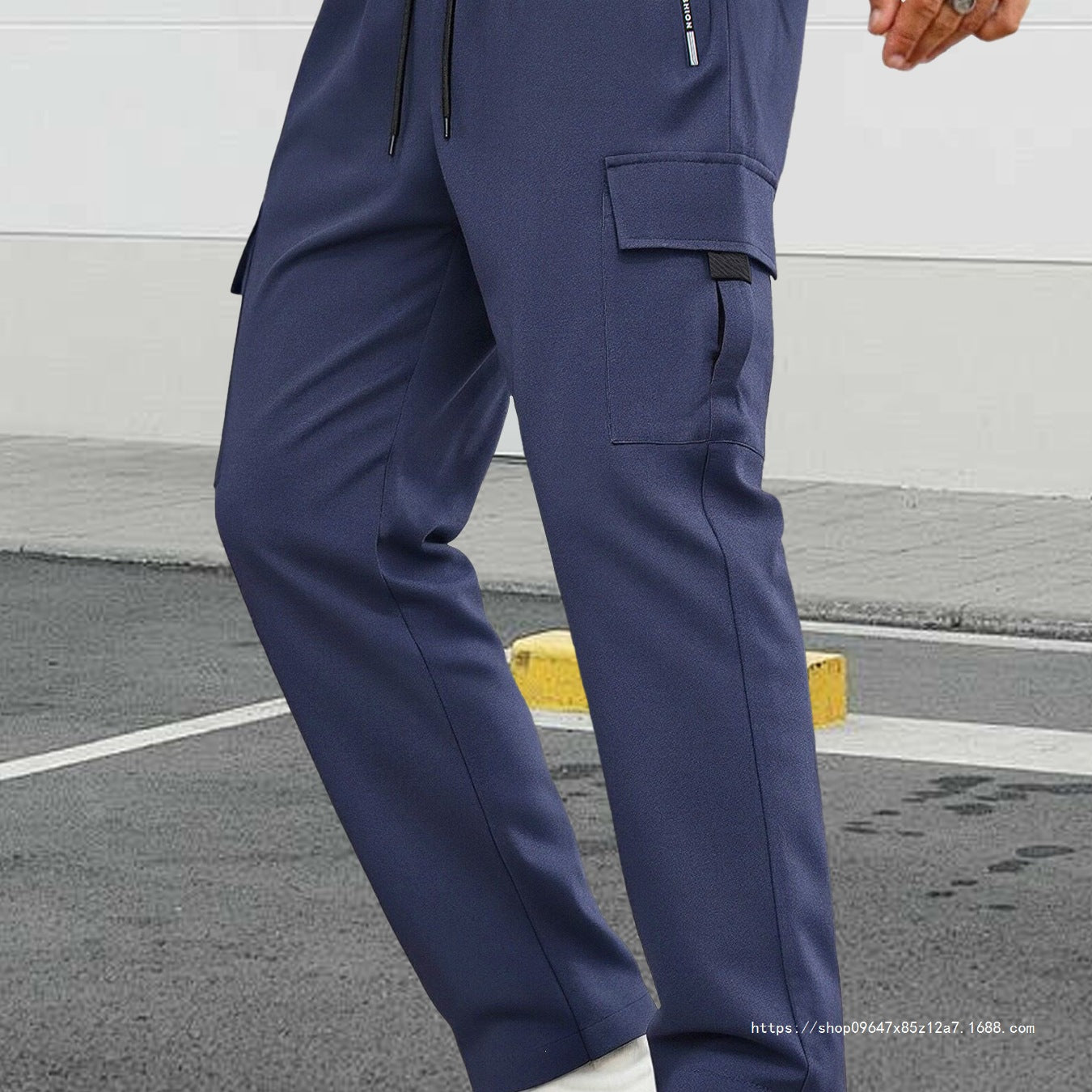 Men's Tapered Cargo Jogging Pants with concealed drawstring, zip pocket & utility flap Chichicherry