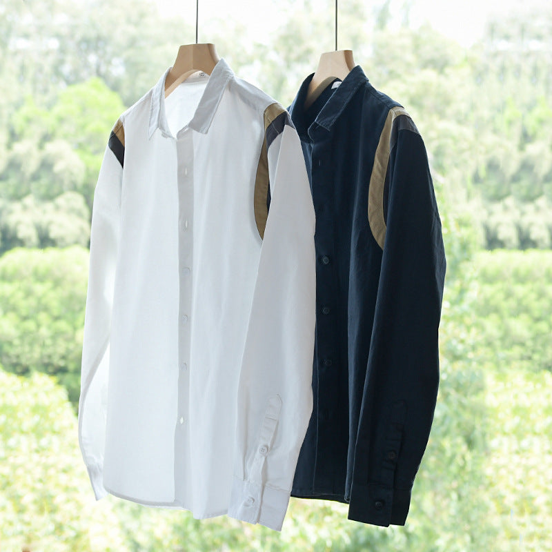 Men's shirt jacket in layered look with contrasting shoulder yoke Chichicherry