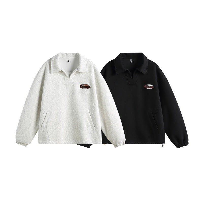 Unisex Casual Polo Sweatshirt with open Kent collar, Oversized cut and front pockets Chichicherry
