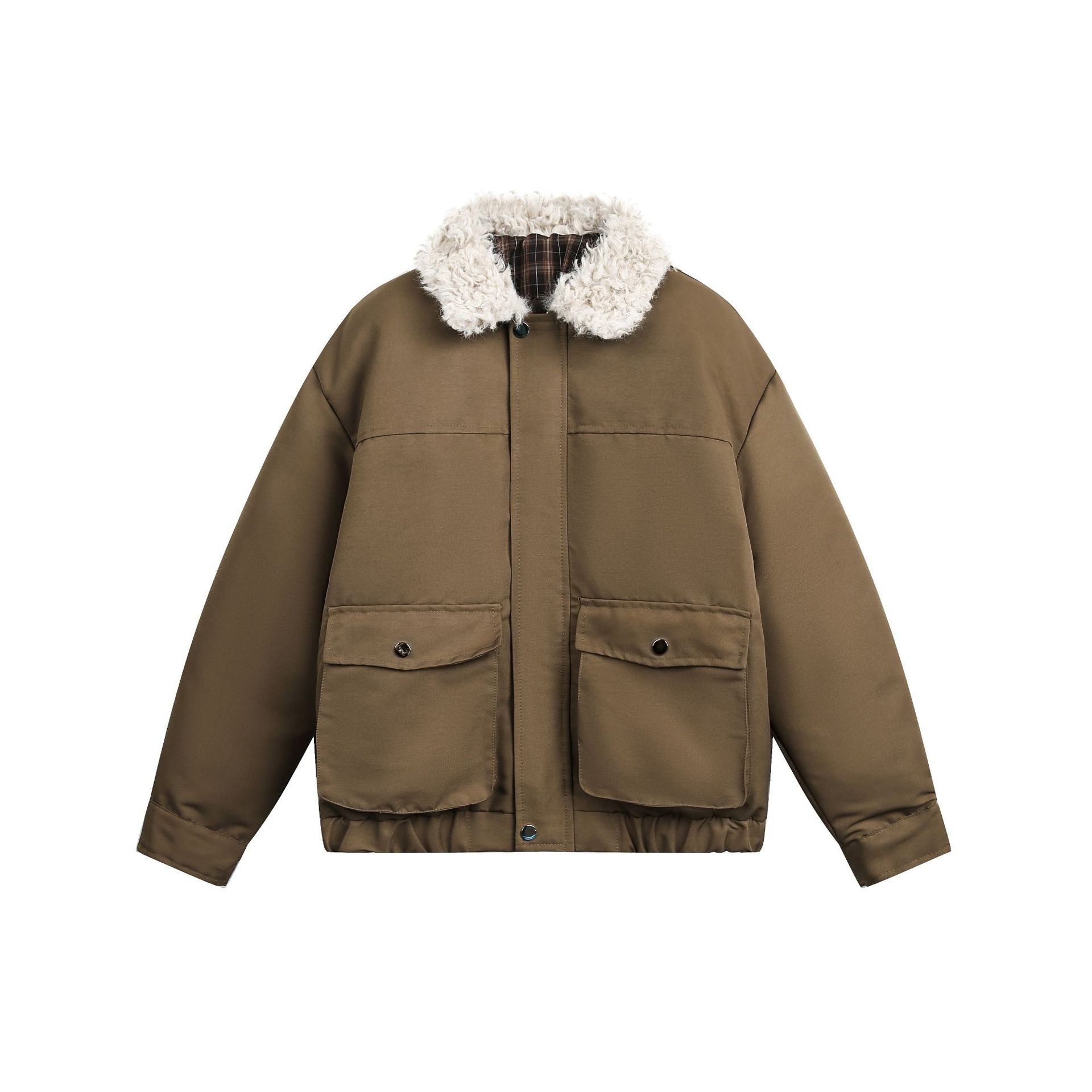 Men's short jacket in field look with voluminous teddy fold-down collar Chichicherry