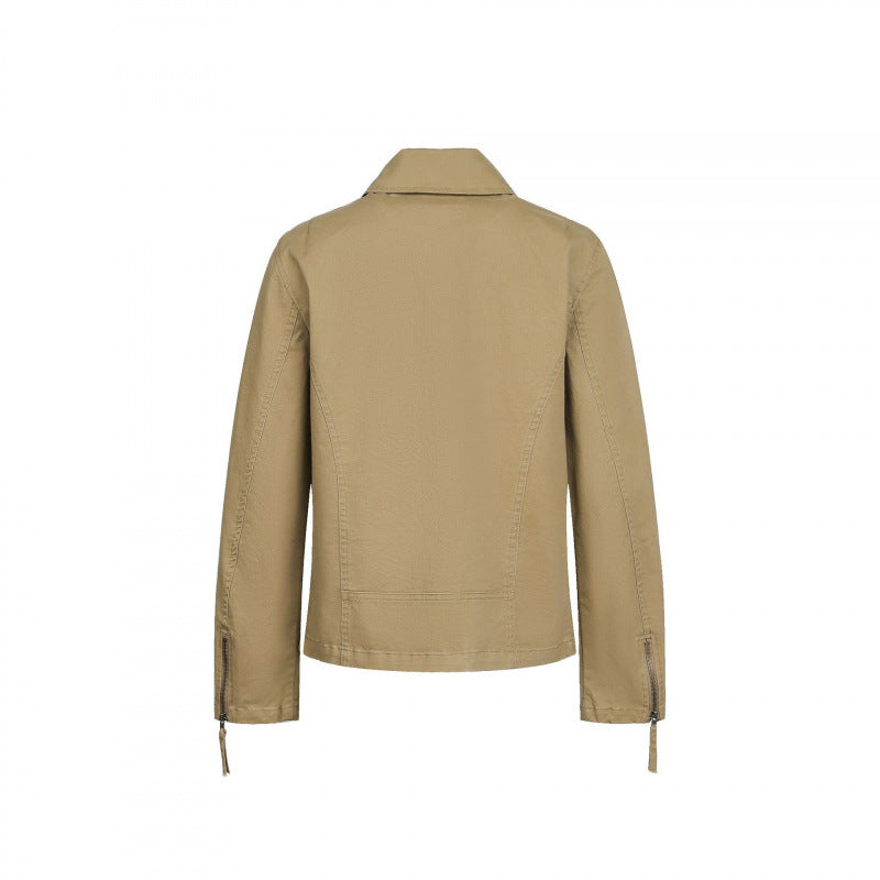 Men's Asymmetrical Biker Jacket with Diagonal Metal Zipper Chichicherry