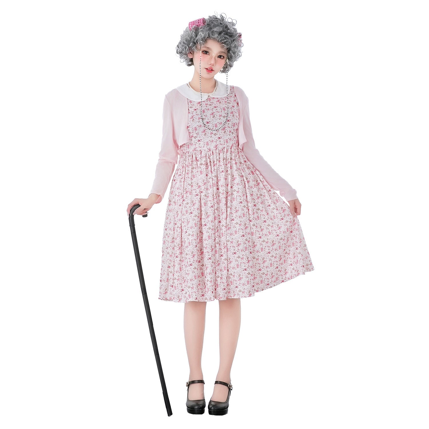 Women Vintage Floral Print Dress with Swing Skirt and Elegant Details Chichicherry