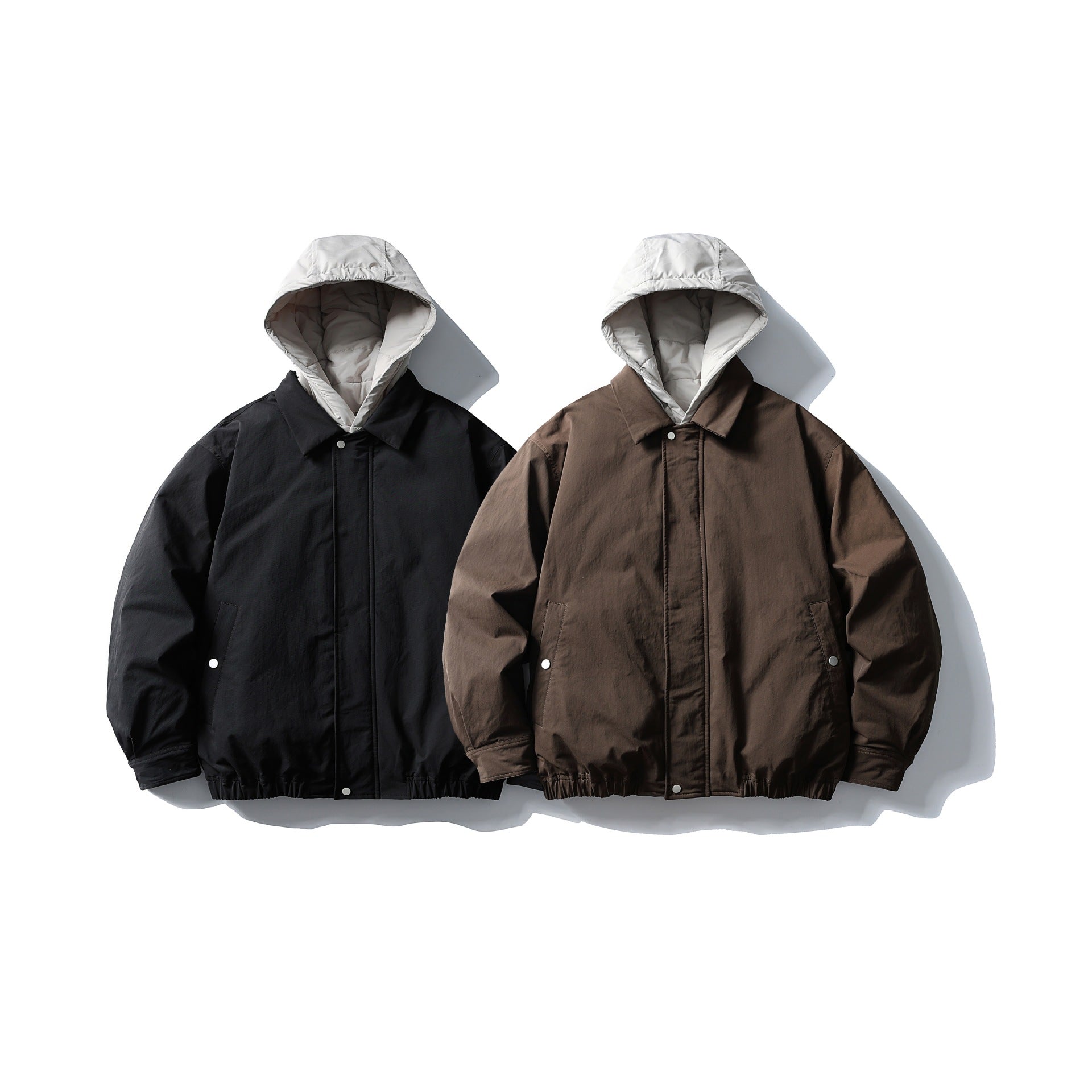 Men's padded transitional jacket with contrasting hood and elastic hem Chichicherry