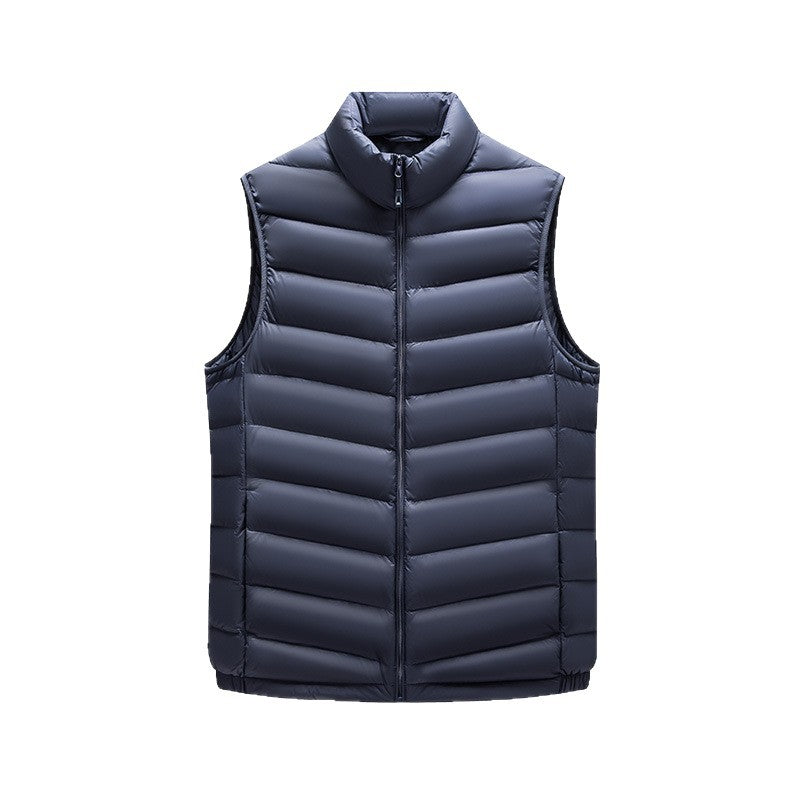 Men's Ultralight Quilted Vest with Down Look, Wind-resistant Shell and Stand-up Collar Chichicherry
