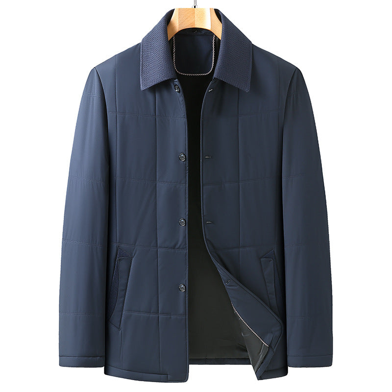 Men's Padded Transitional Thermal Shirt Jacket with Knitted Collar and Side Pockets Chichicherry