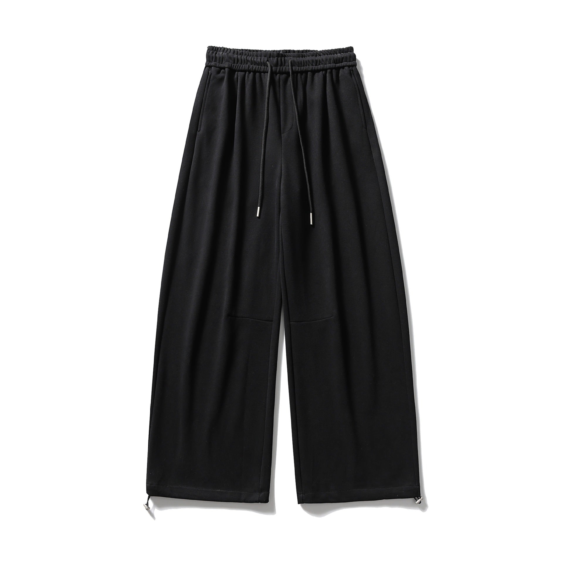 Unisex Wide Sweatpants with Drawstring, Knee Patch and Adjustable Hem Chichicherry