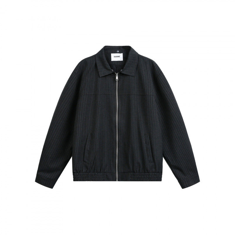 Men's boxy transitional jacket with pinstripes and contrasting shirt collar Chichicherry
