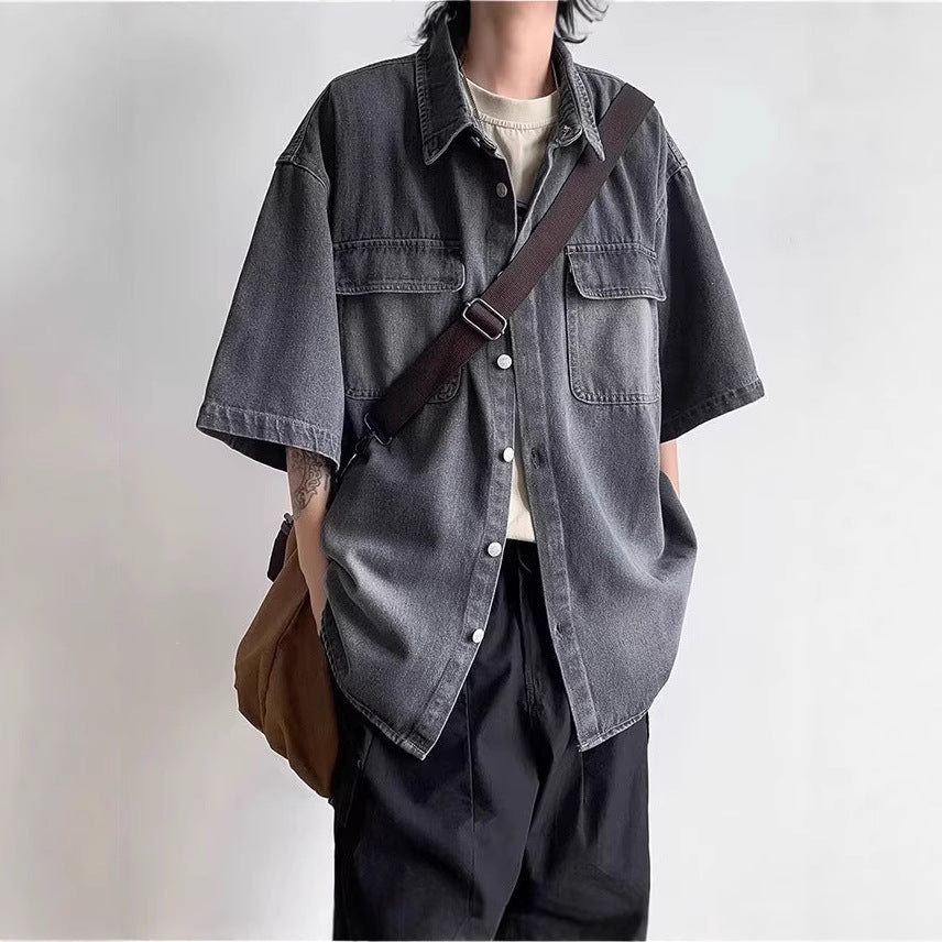 Men's Oversized Vintage Denim Shirt Chichicherry