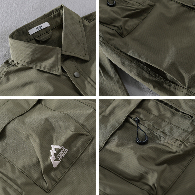 Men's utility overshirt in field style with snap button placket and double chest pockets Chichicherry
