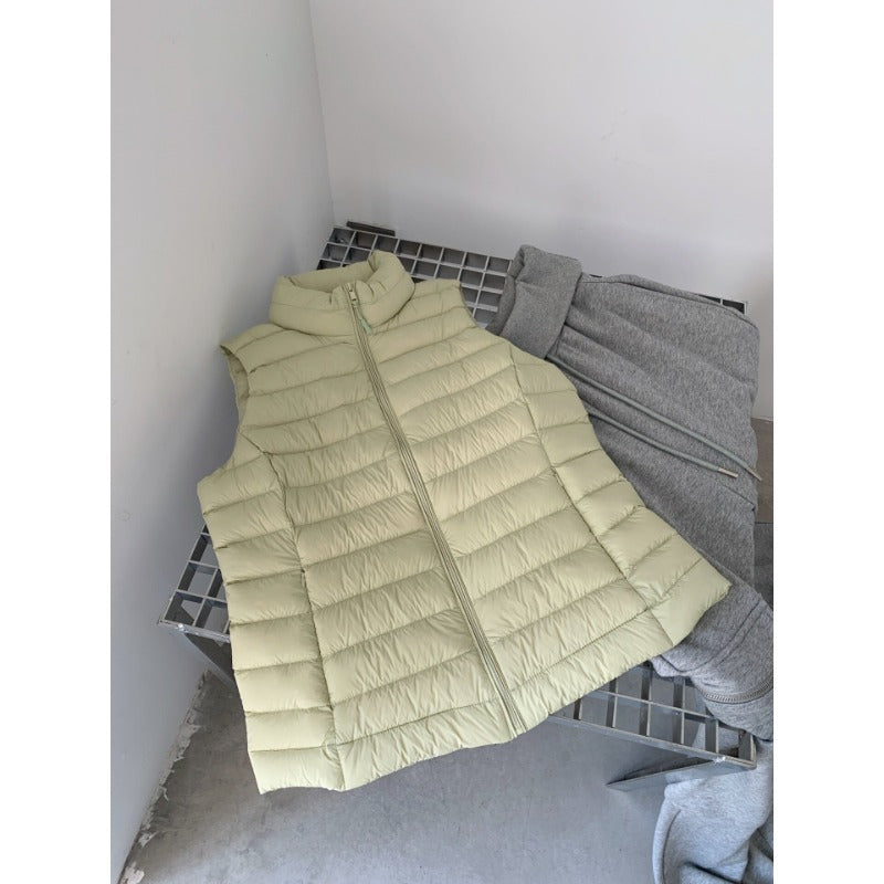 Women's Lightly Quilted Padded Vest with High Stand-Up Collar and Down Look Chichicherry