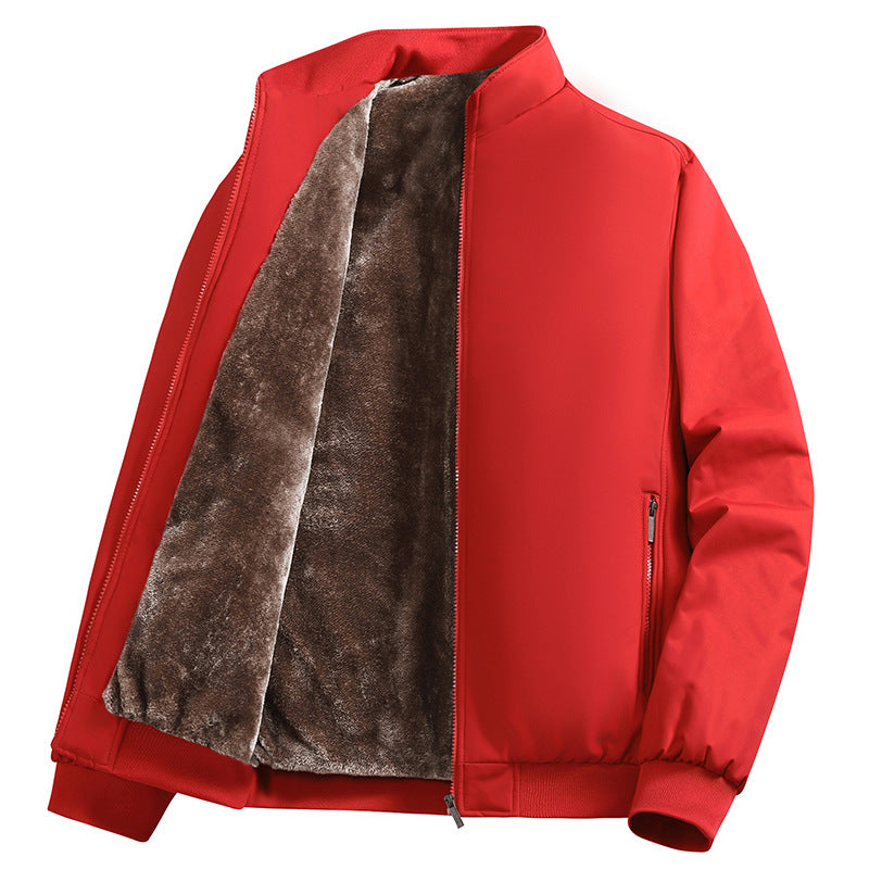 Men's Padded Bomber Jacket with Faux Fur Lining, Stand-Up Collar and Zipper Chichicherry