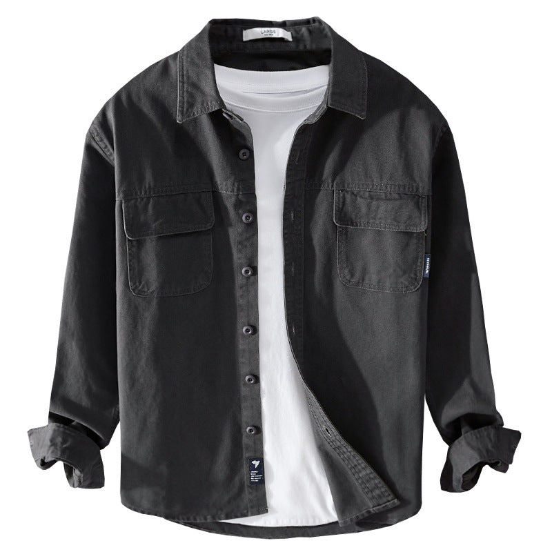 Men's overshirt jacket made of cotton twill with patch chest pockets and button placket Chichicherry